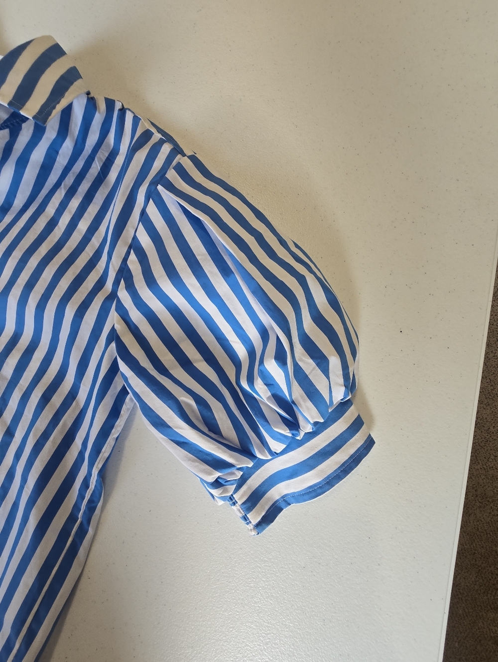 AYR Capeside Striped Puff Sleeve V-neck Popover Top Blue Stripe Women'a Small - Picture 8 of 10
